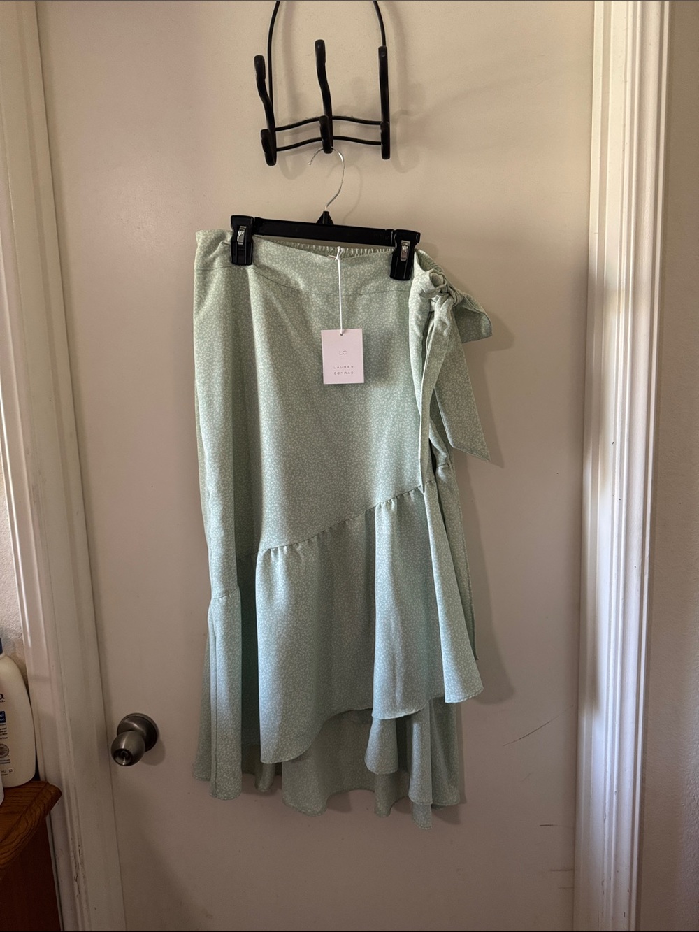 LC Lauren Conrad Mint Green High-Low Wrap Ruffle Skirt